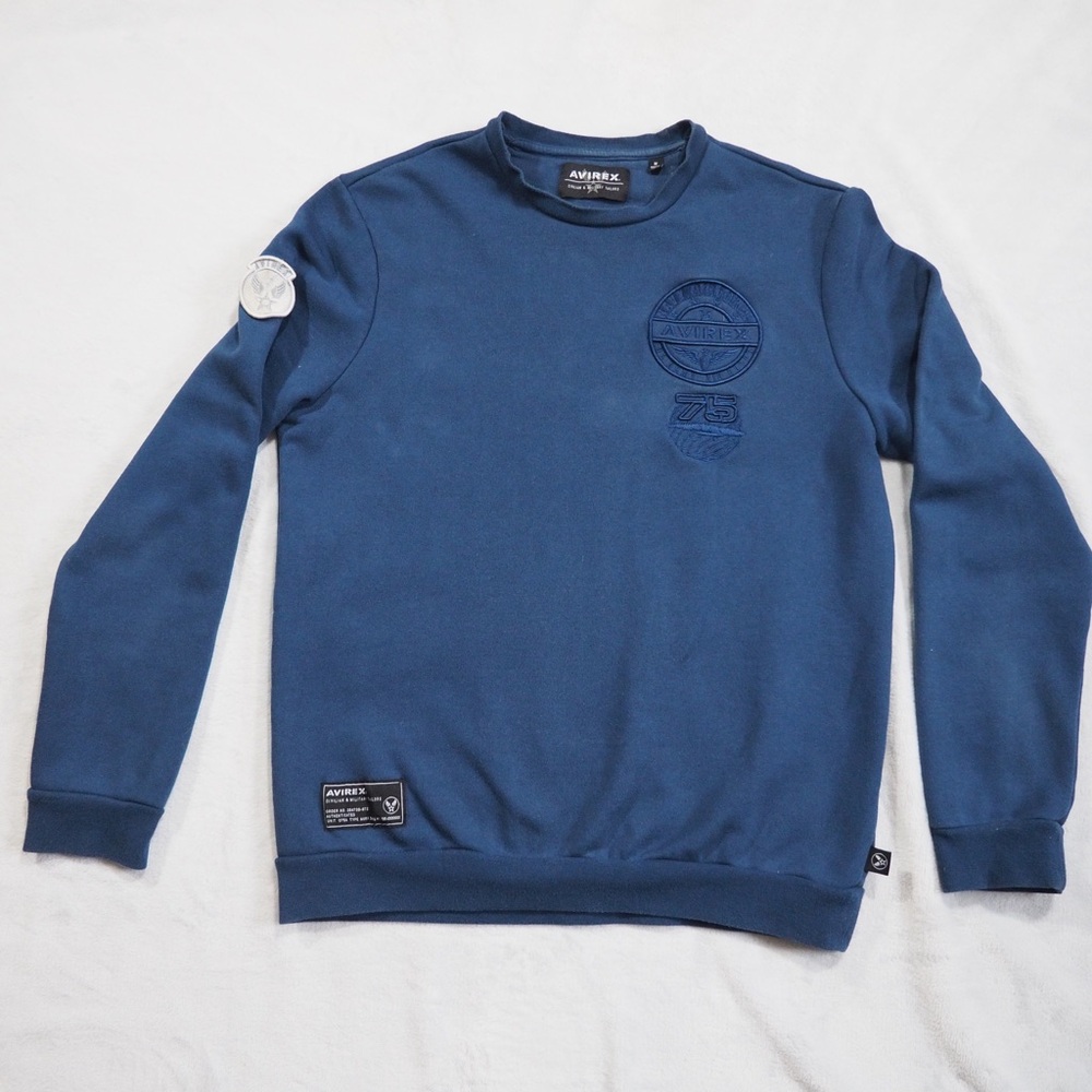 Avirex Sz M Blue Sweatshirt Crewneck Cotton Blend